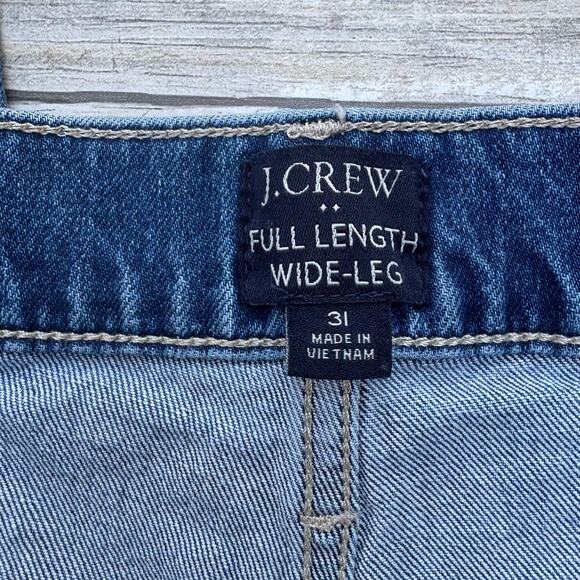 J. Crew Jeans Sz 31 Full Length Wide Leg Faded Med Wash High Rise Casual Skater - Picture 5 of 10